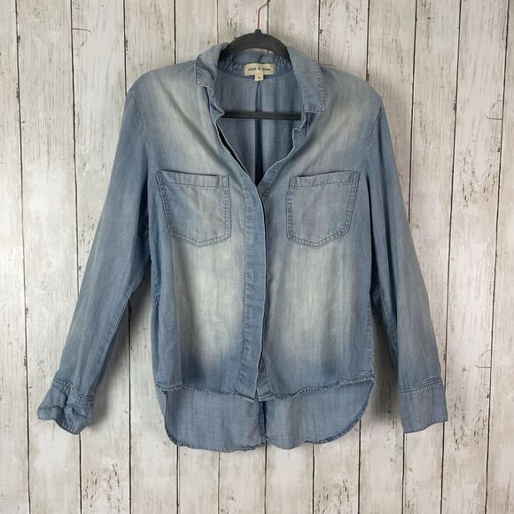 Cloth & Stone Chambray Split Back Button Down Shirt Women's Small Blue E… - Picture 1 of 11